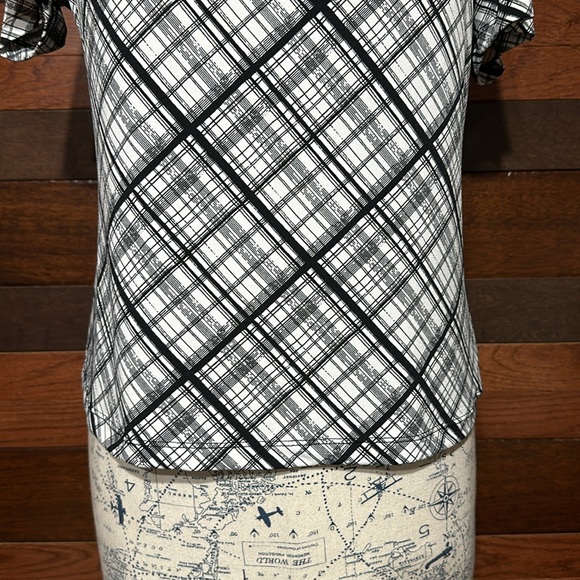 Covington Scoop Neck Short Sleeve Black and White Striped Blouse - Picture 3 of 10